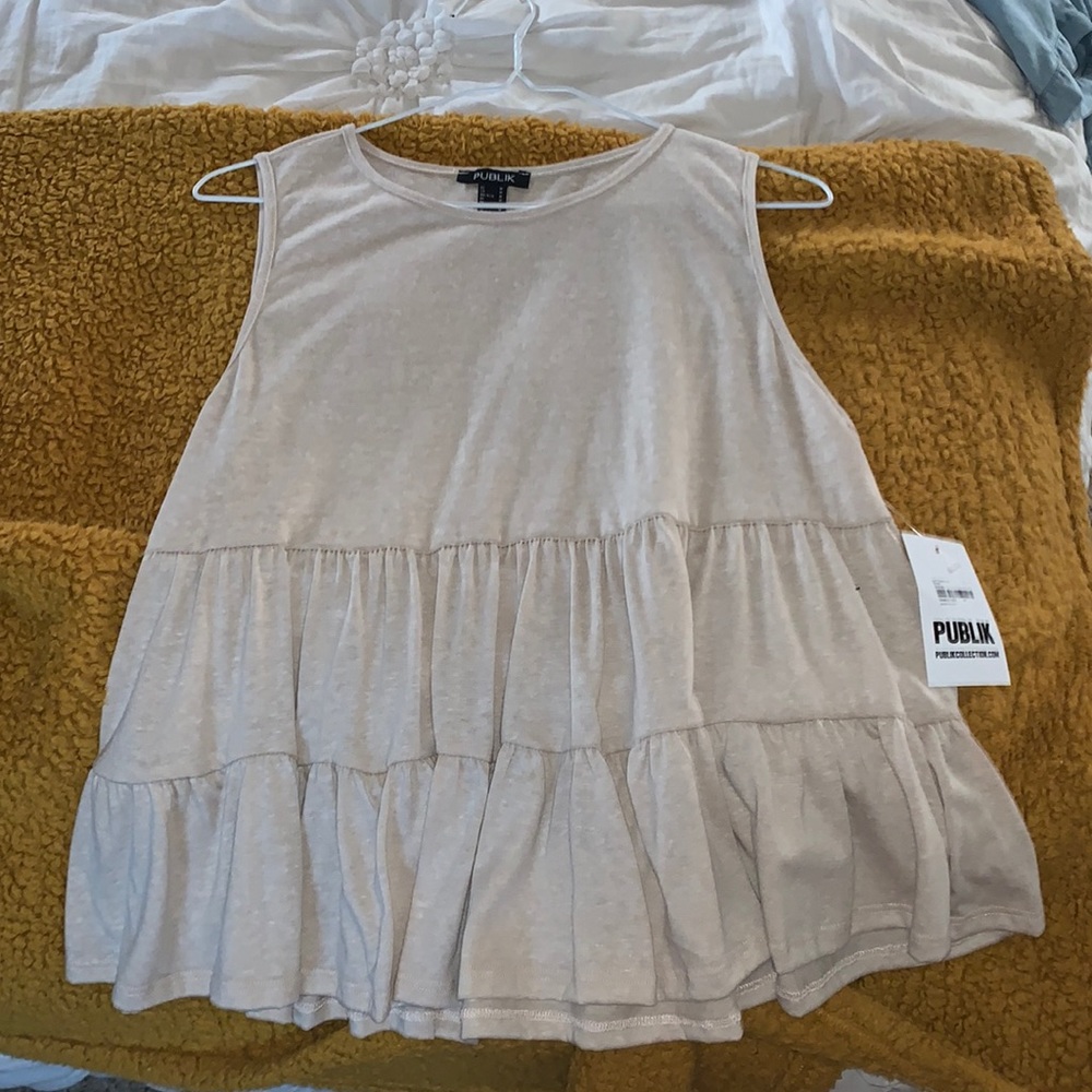 tan peplum tank top